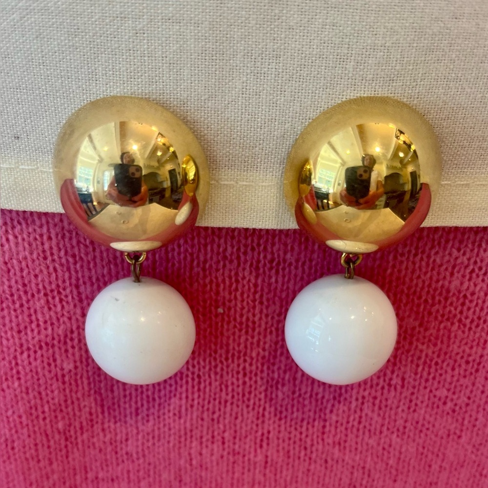 Vintage Gold and White Statement Earrings - Picture 10 of 16